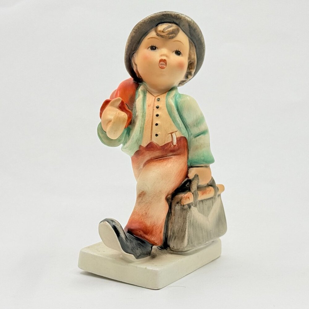 Hummel Goebel Merry Wanderer TMK-3 Porcelain Boy Umbrella  Bag 4.75″ Collectible
